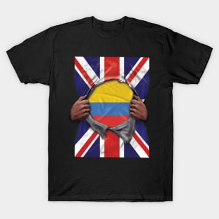 Colombia Flag Great Britain Flag Ripped - Gift for Colombian From Colombia T-Shirt